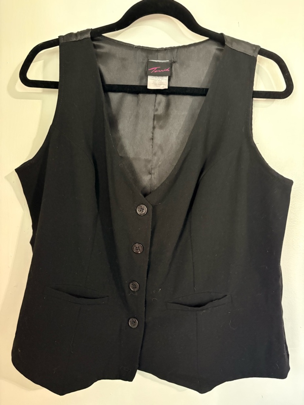 Torrid Black Button Front Vest Size 1 Sleeveless Career Layer